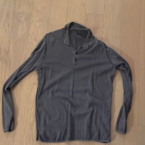 John Varvatos Charcoal Long Sleeve Polo